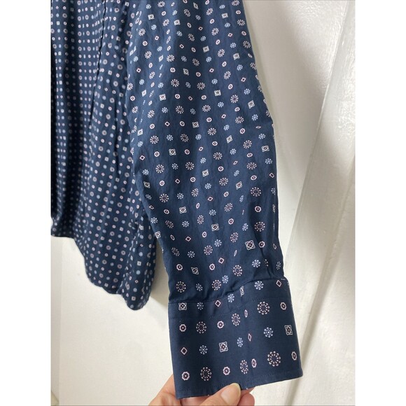 Paul & Shark Yachting Button Down Shirt Men's Size XXL Blue Diamond Print Long - Picture 12 of 13